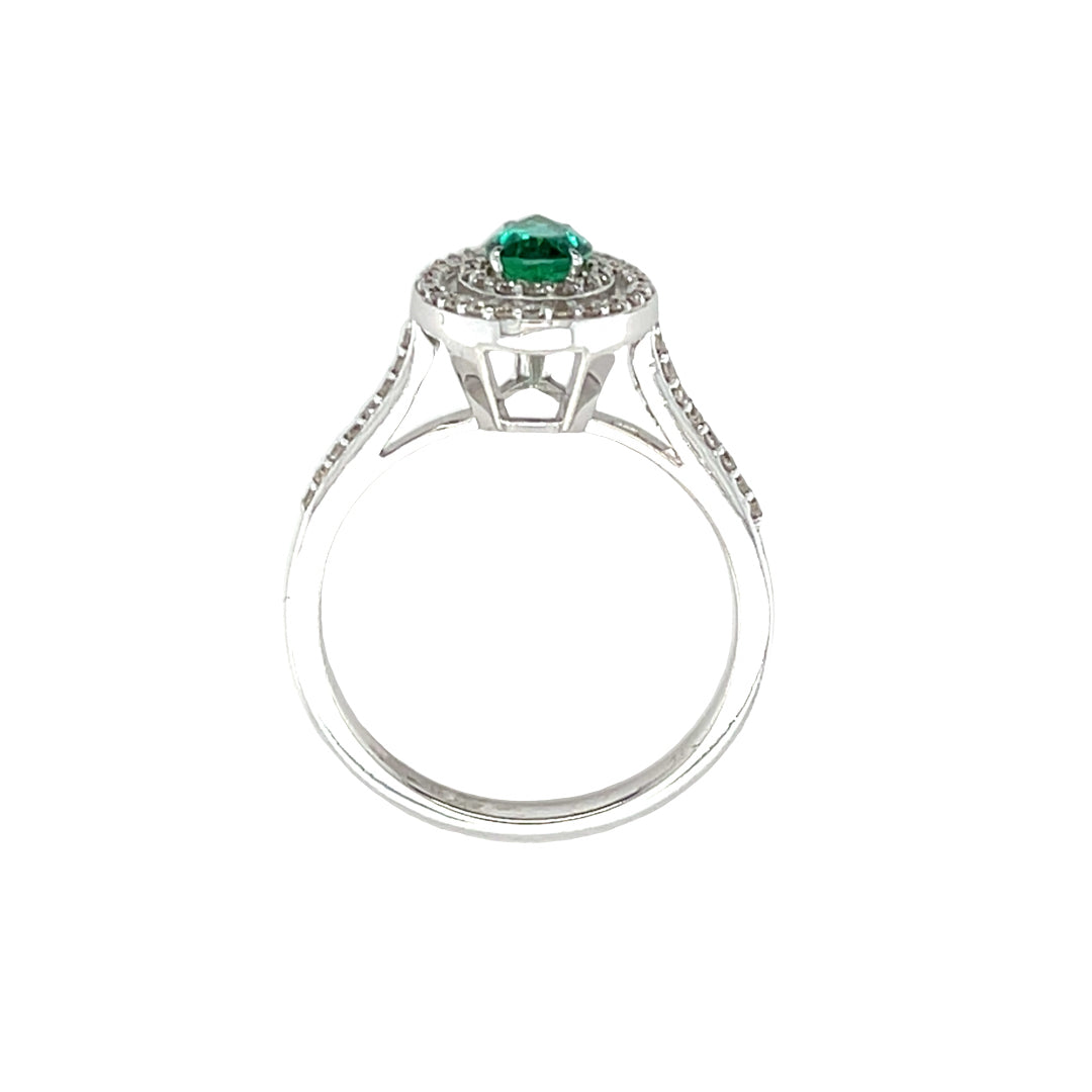 Pear Emerald Diamond Ring