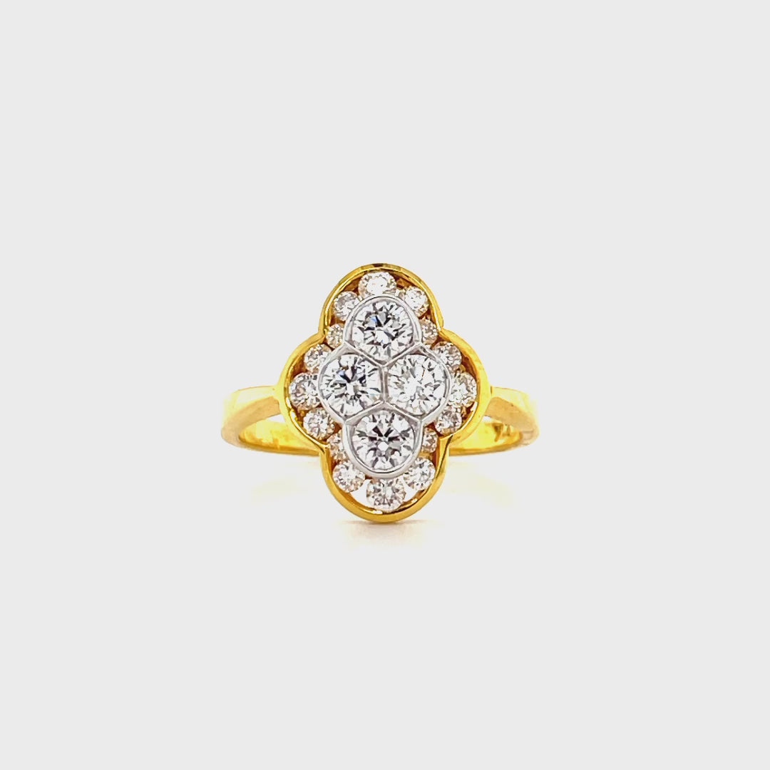 Ladies Diamond Ring In Yellow Gold