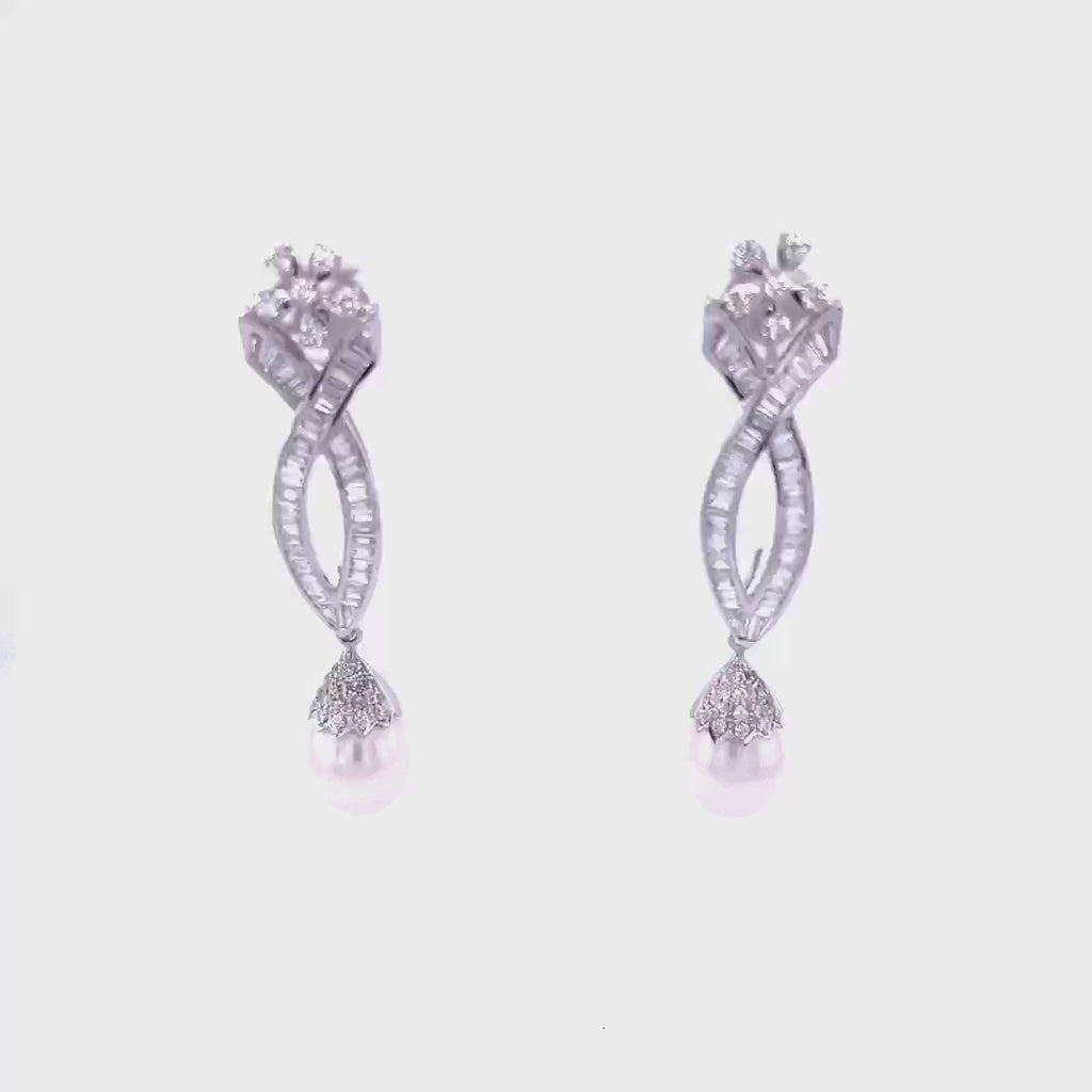 Diamond Earrings With Pearls
