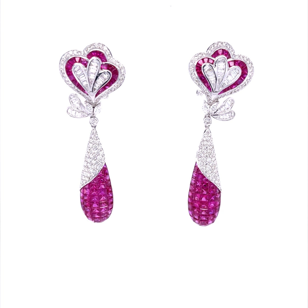 Diamond Earrings With Rubies