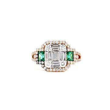 Rose Gold Emerald Diamond Ring