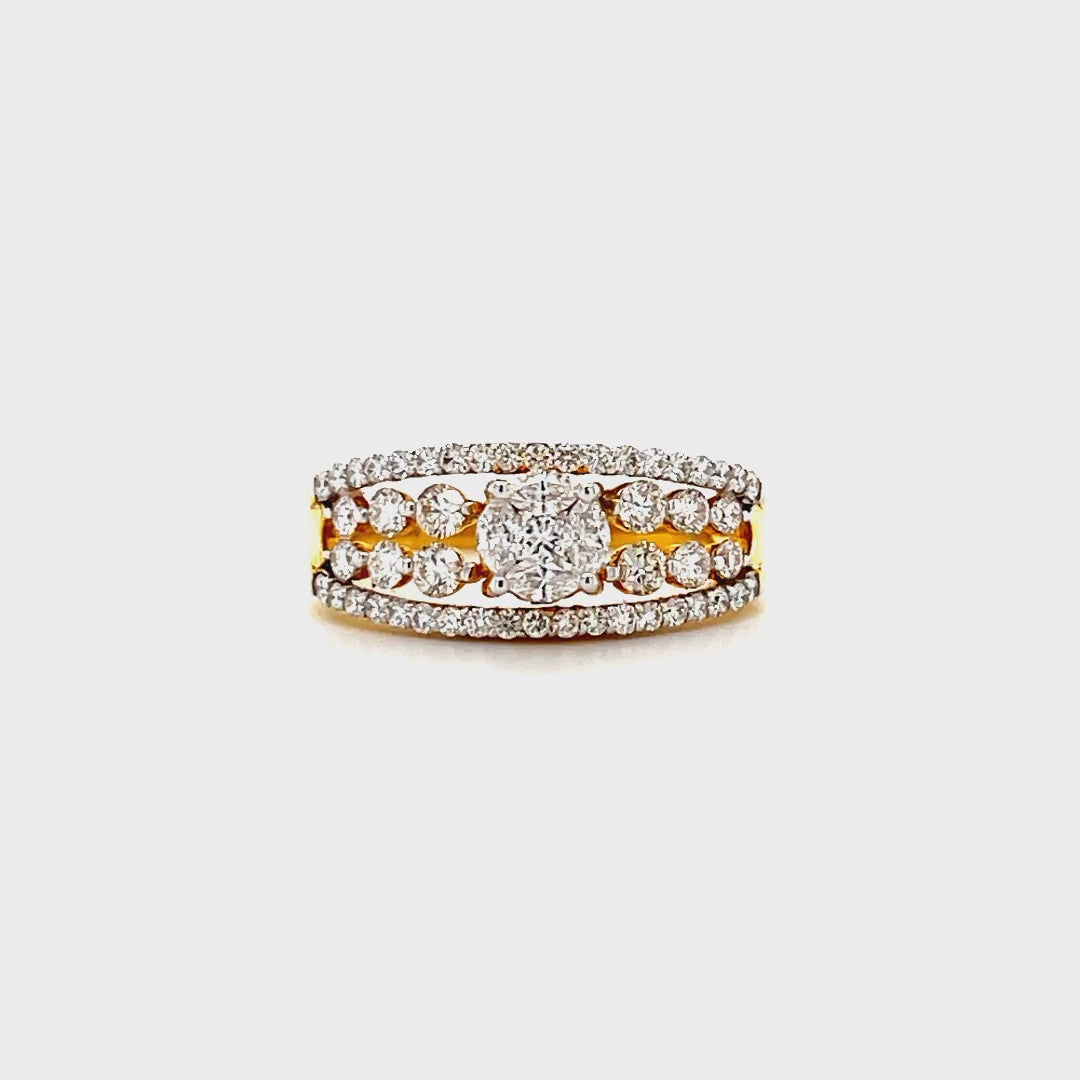 Yellow Gold Cluster Diamond Ring