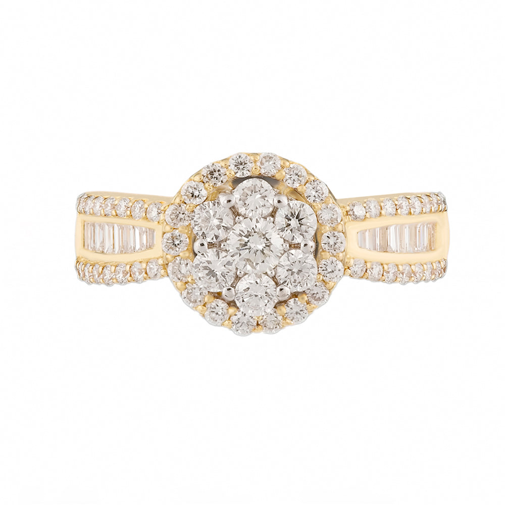 Cluster Set Yellow Gold Diamond Ring