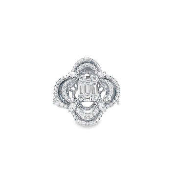 Floral Baguette Diamond Ring