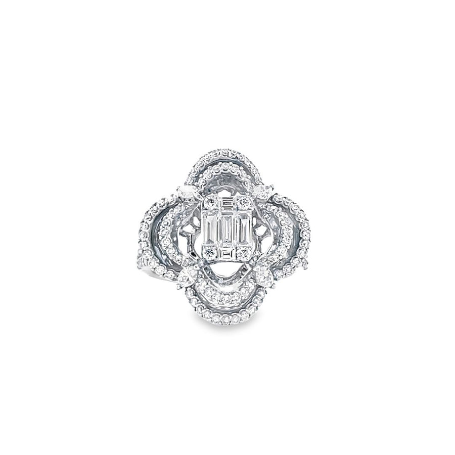 Floral Baguette Diamond Ring