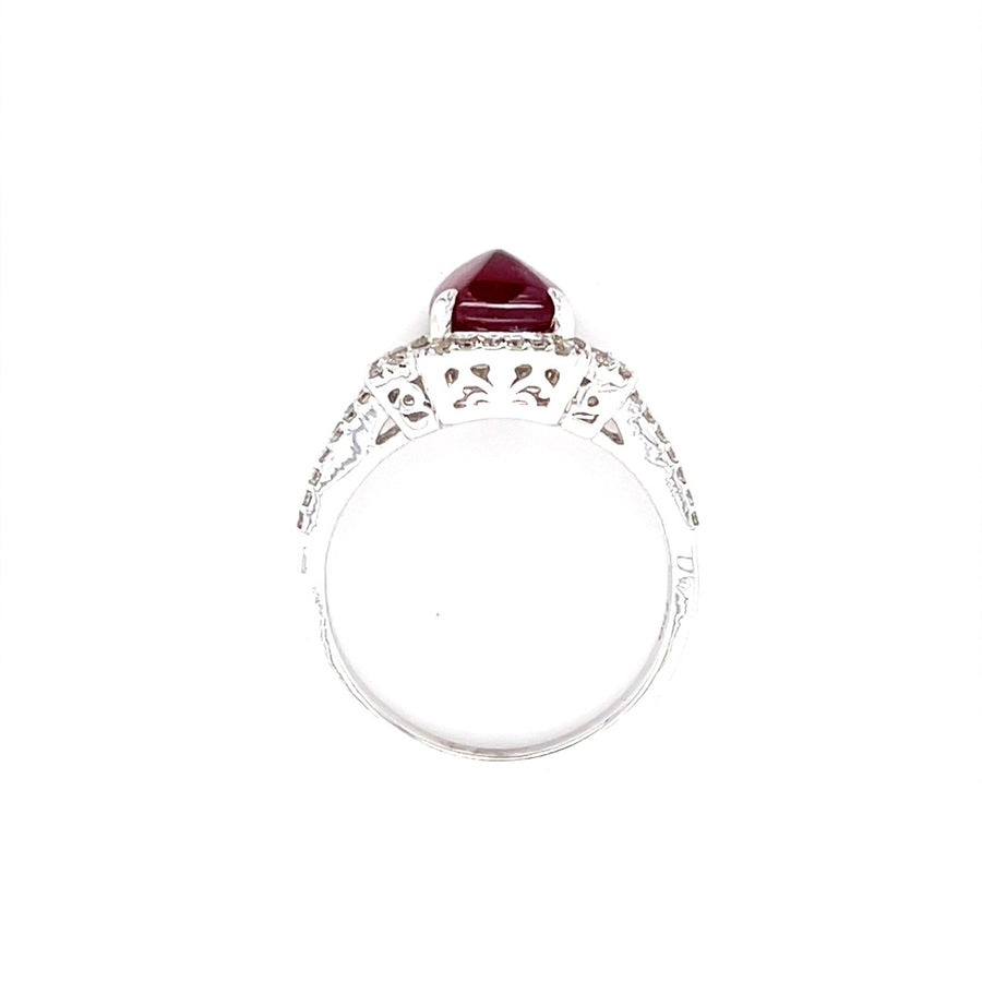 Cabochon Ruby And Diamond Ring