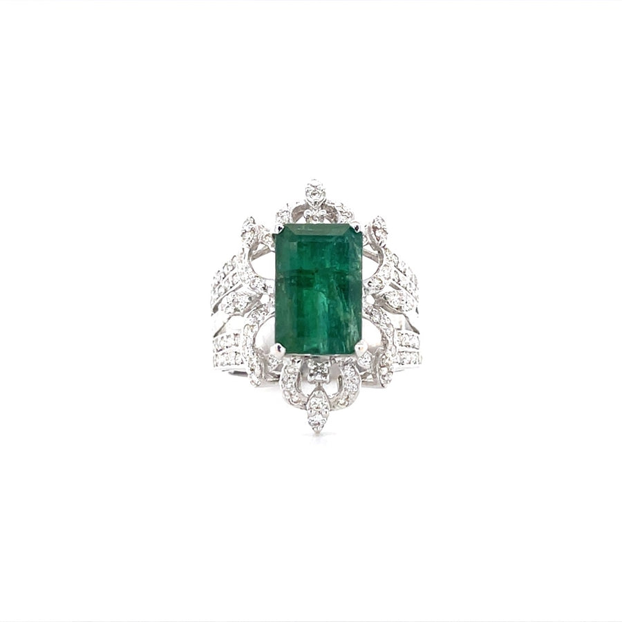 Thick Diamond Band With Emerald