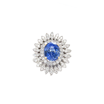 Oval Diamond Sapphire Ring