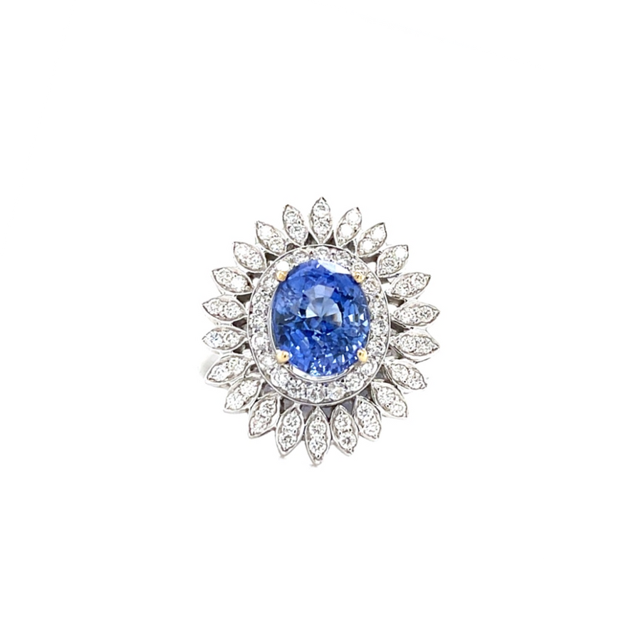 Oval Diamond Sapphire Ring