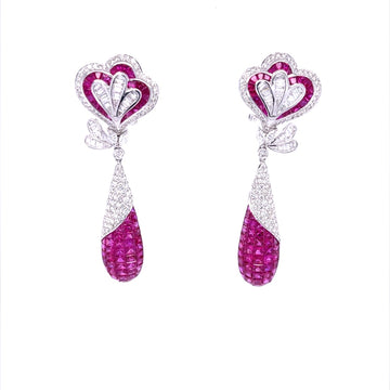 Diamond Earrings With Rubies