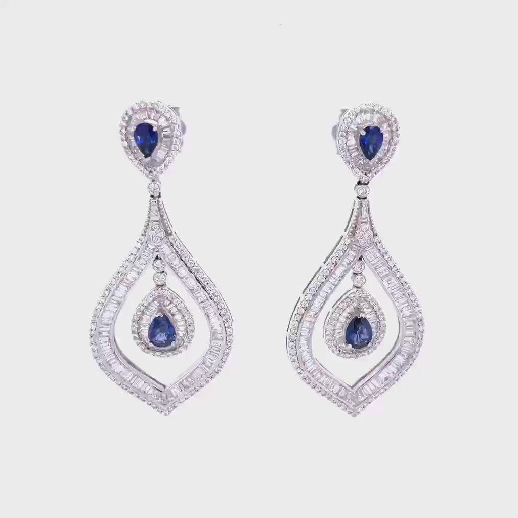 Blue Sapphire Diamond Earrings