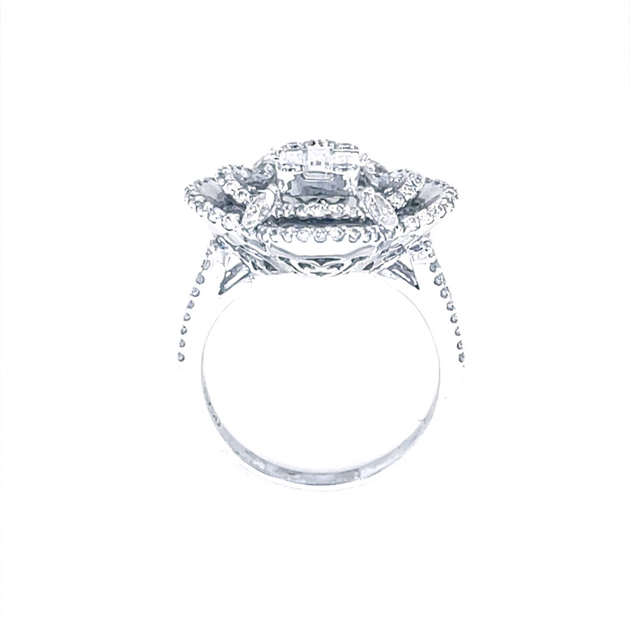 Floral Tapered Baguette Diamond Ring