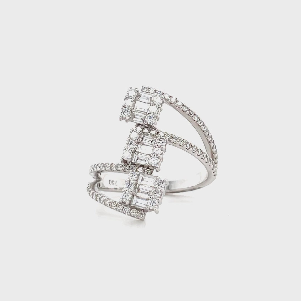 Tapered Baguette And Round Brilliant Diamond Ring