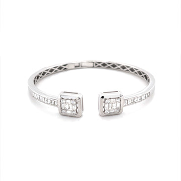 Diamond Bangle With Tapered Baguette And Round Diamonds