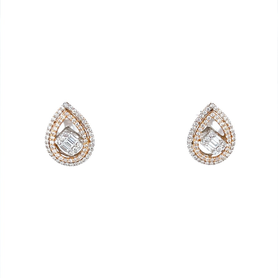 Rose Gold Pear Shaped Diamond Earrings