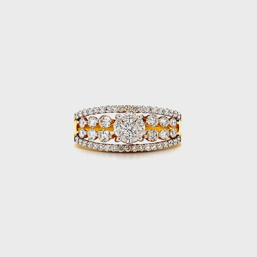 Yellow Gold Cluster Diamond Ring