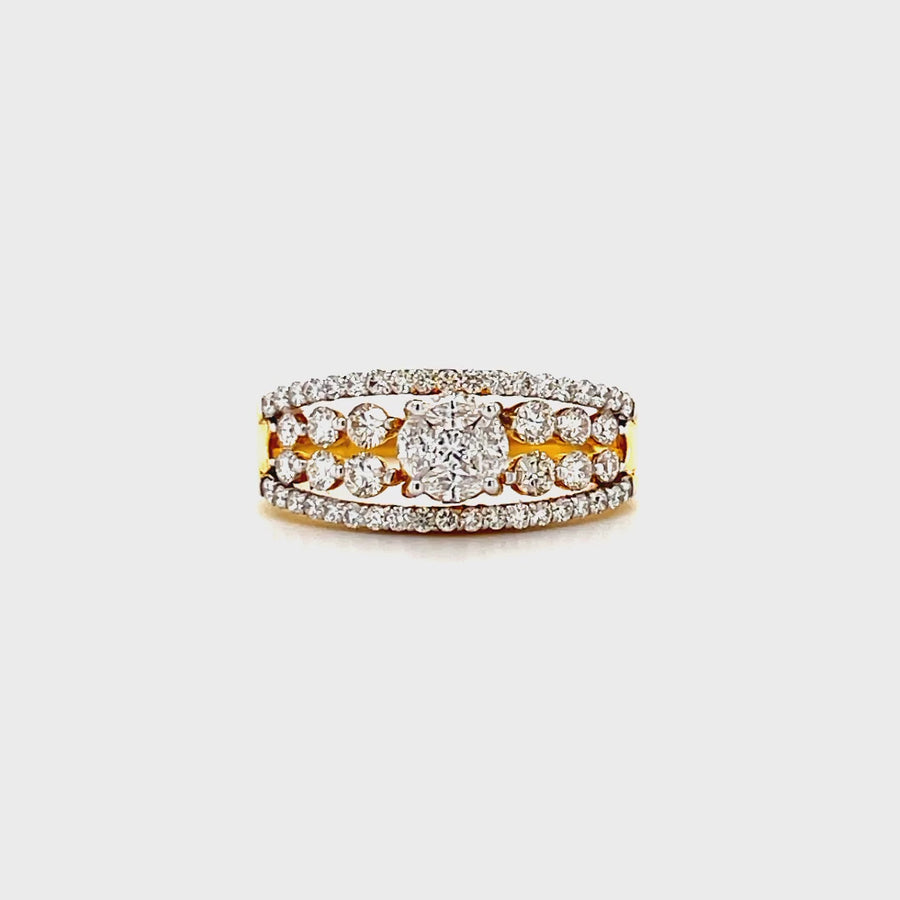 Yellow Gold Cluster Diamond Ring