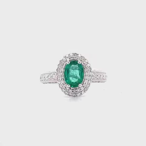 Diamond Emerald Ring In Oval Shape