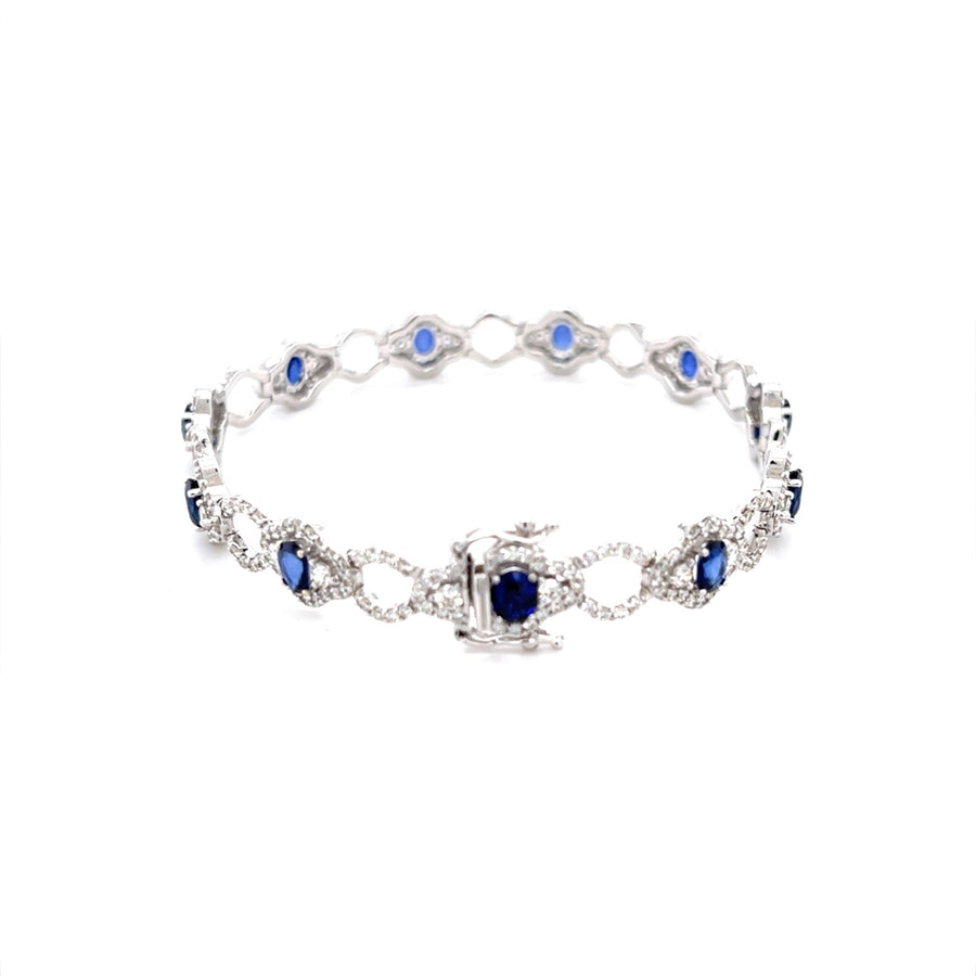 Diamond Bracelet With Blue Sapphire