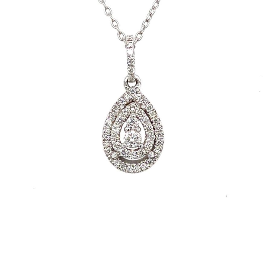 Pear Halo Diamond Pendant