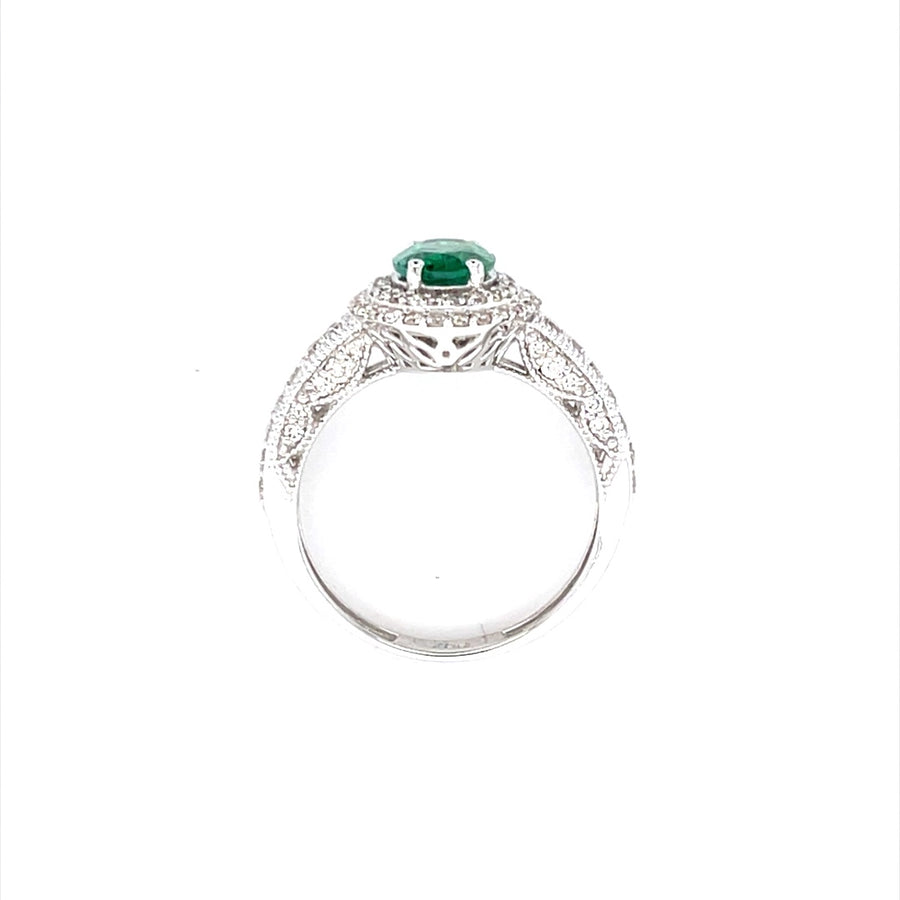 Oval Diamond Emerald Ring