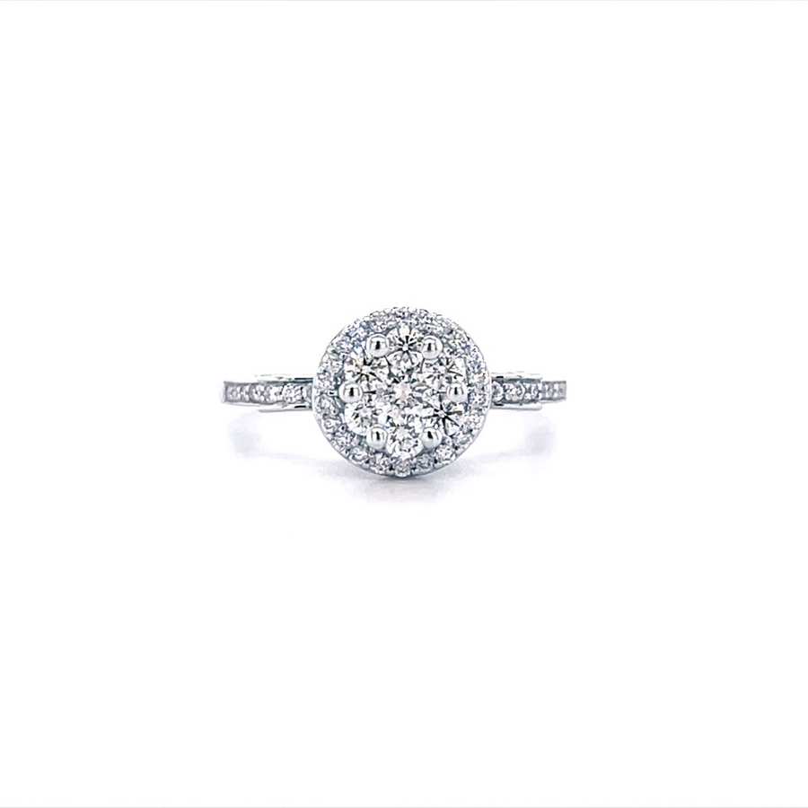 Cluster Halo Diamond Ring