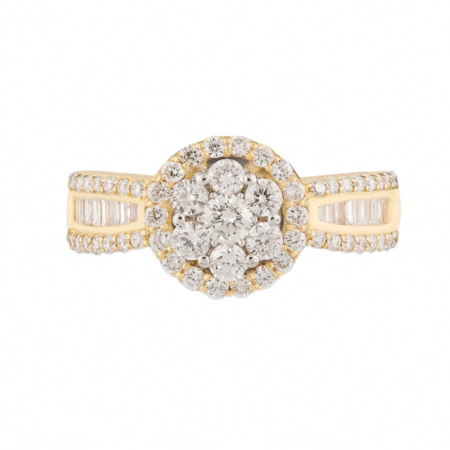 Cluster Set Yellow Gold Diamond Ring