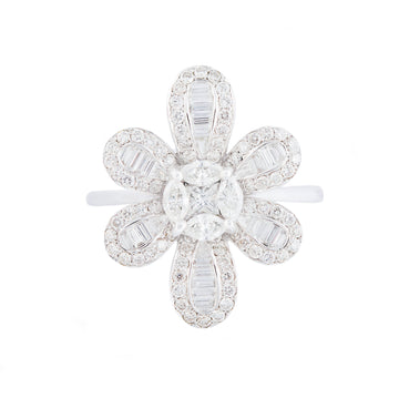 Cluster Set Diamond Ring In Floral Design
