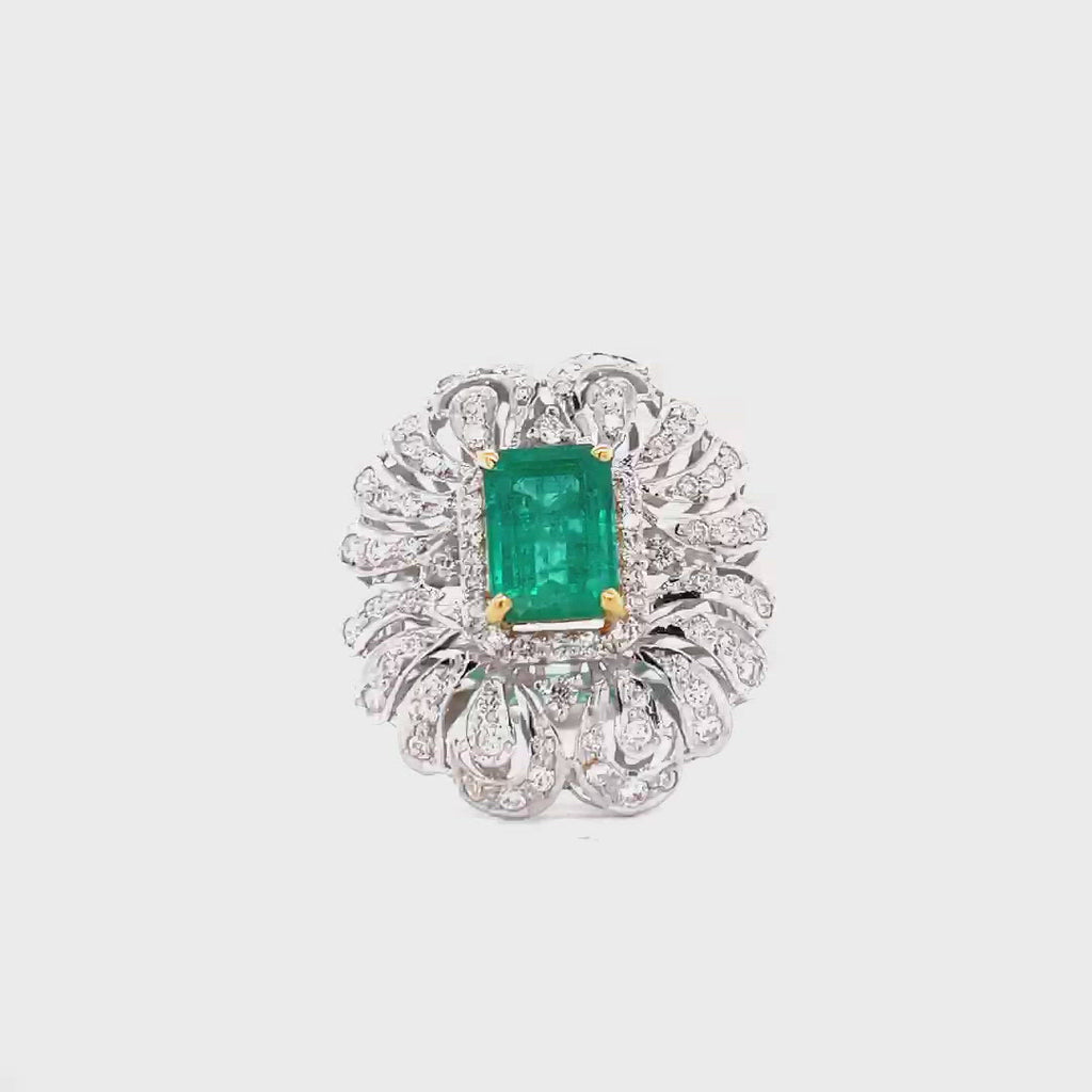 Emerald And diamond Cocktail Ring